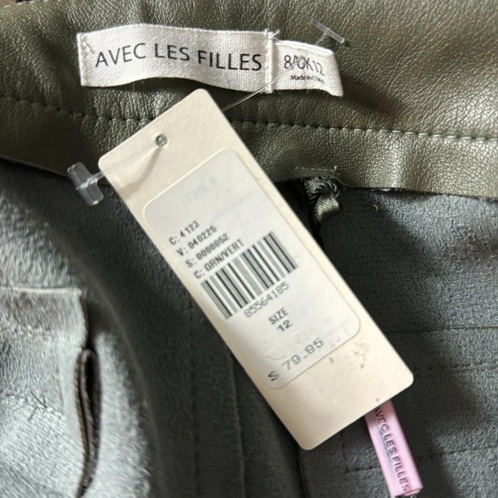 Anthropologie Avec Les Filles Faux Leather Kick-Flare Pants in Green - Picture 10 of 10